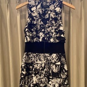 Robert Rodriquez silk and suede ruffled Cocktail party dress.